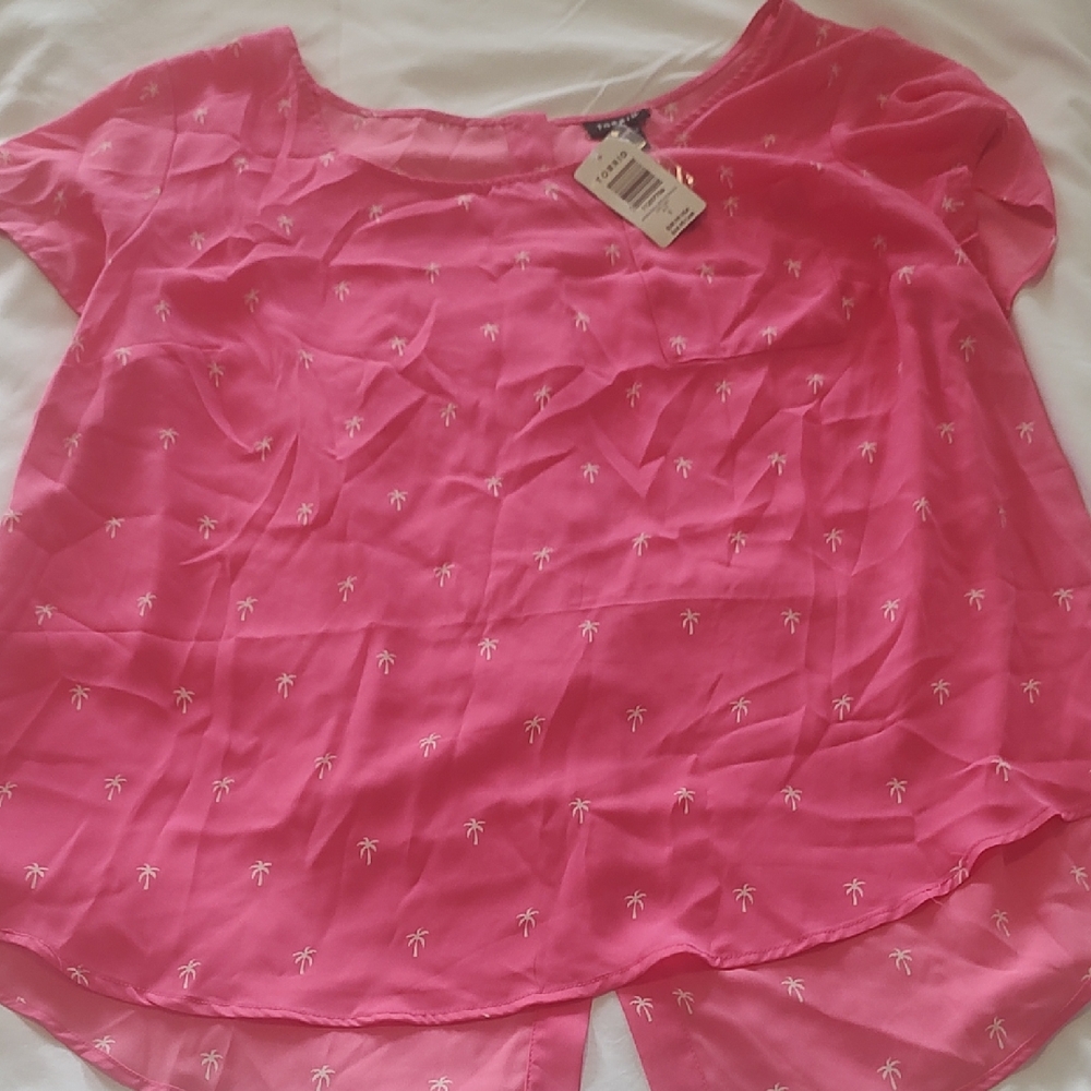 Torrid Pink Palm Print Blouse